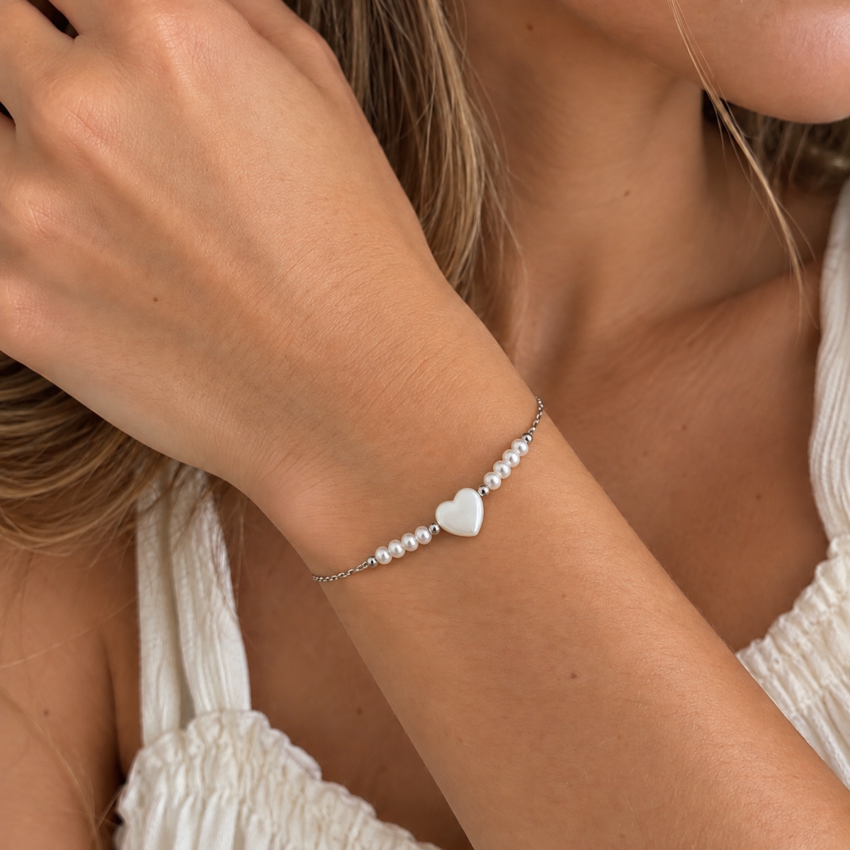 Pulsera corazón plata