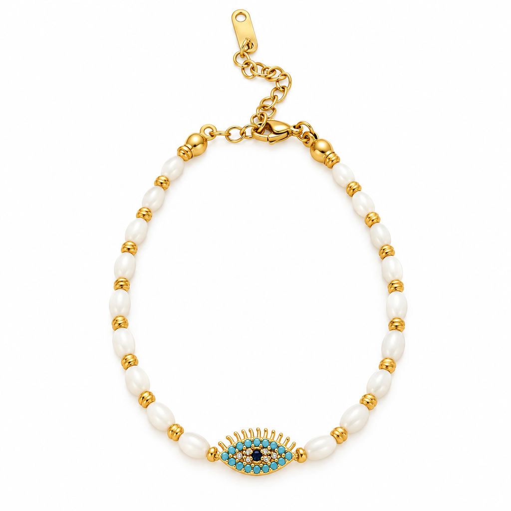 Pulsera perla ojo ovalado