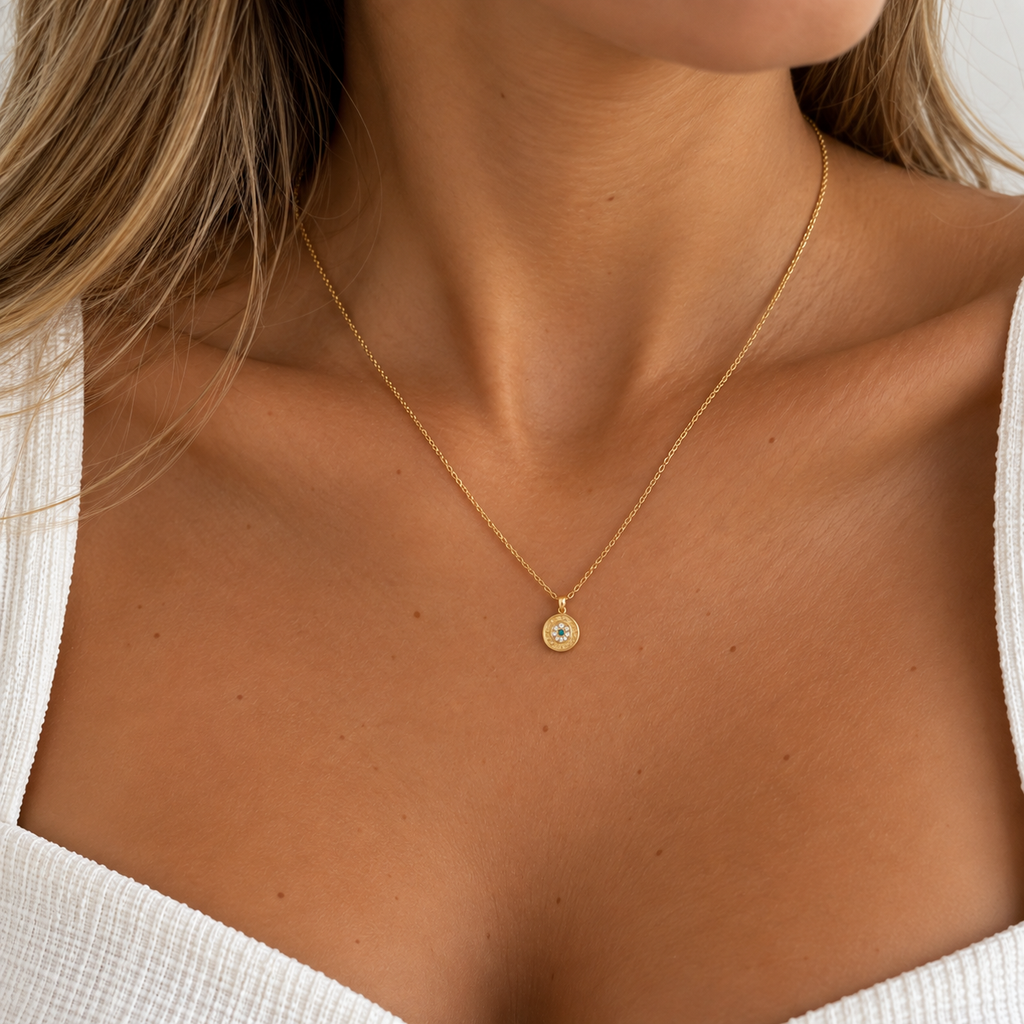 Collar plata 925 con baño de oro y circonitas