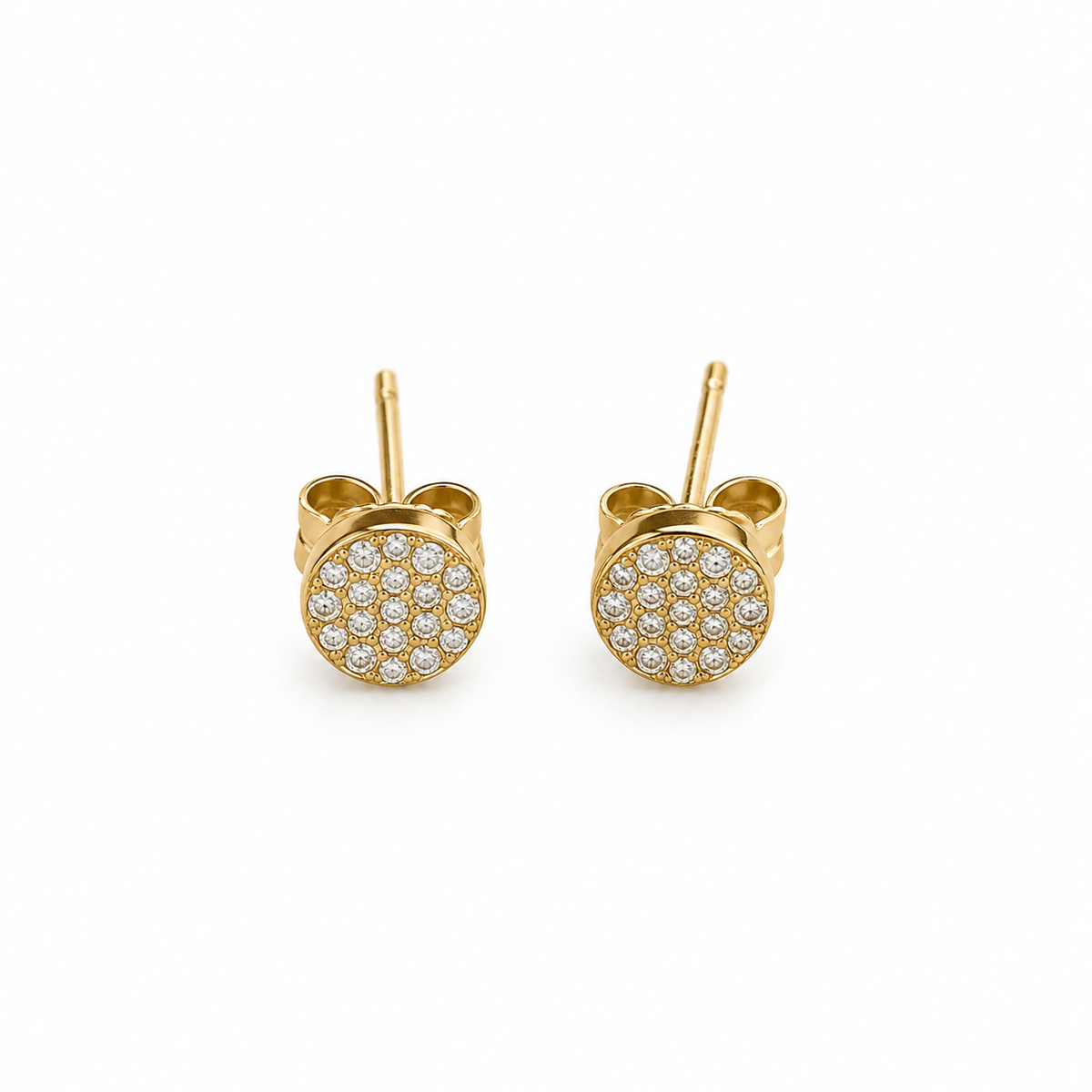 Pendientes circulo acero baño oro