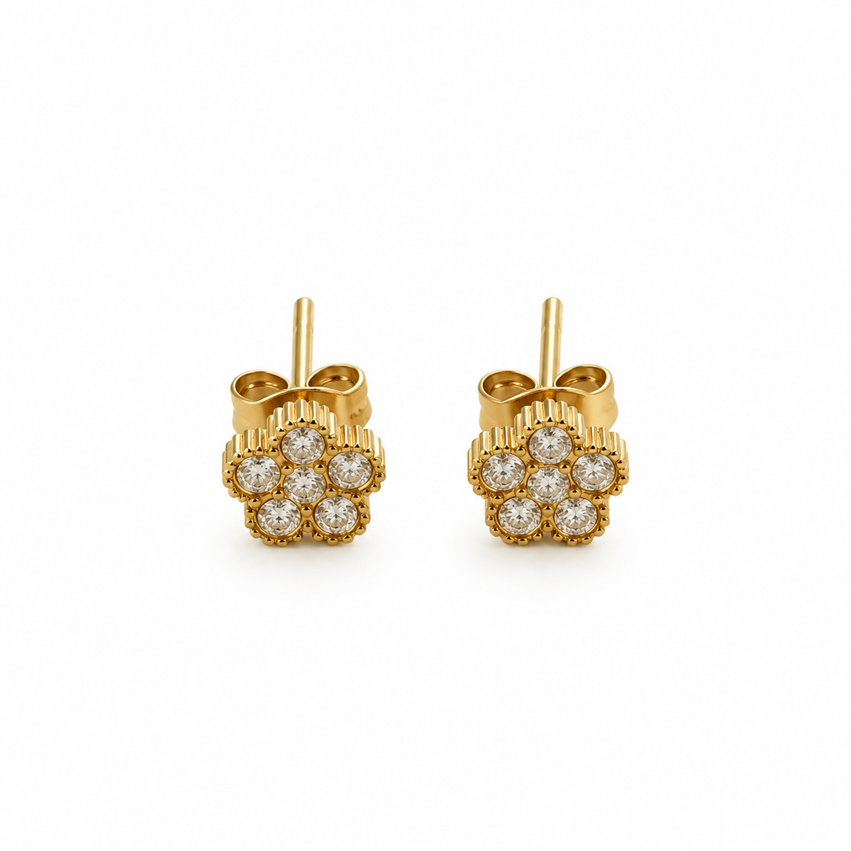 Pendientes gardenia acero baño oro
