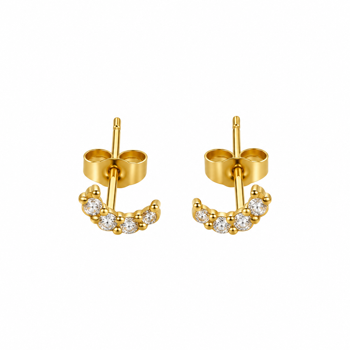 Pendientes luna acero baño oro