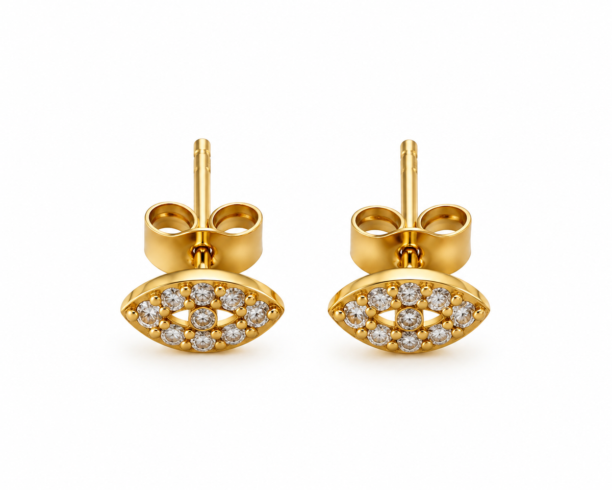 Pendientes ojo oval acero baño oro